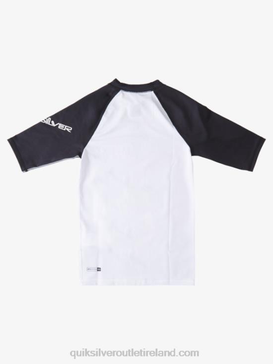 Boys Quiksilver 8-16 All Time Short Sleeve UPF 50 Rashguard N02TD2245 white/black