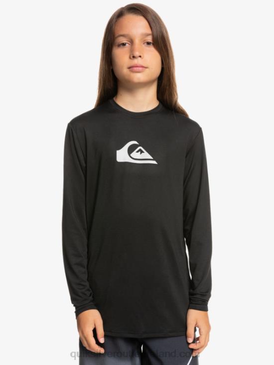 Boys Quiksilver 8-16 Solid Streak Ls Youth L/SL Surf Tee N02TD2117 black