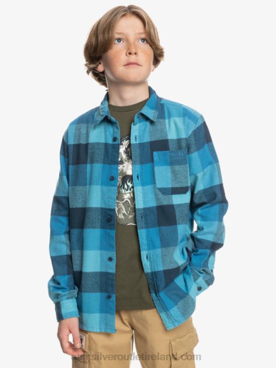 Boys Quiksilver 8-16 Motherfly Long Sleeve Flannel Shirt N02TD2308 delph blue motherfly