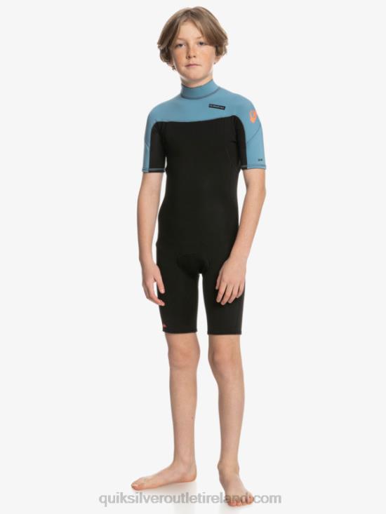 Boys Quiksilver 8-16 2/2mm Everyday Sessions Short Sleeve Back Zip Springsuit N02TD2041 black/provincial blue