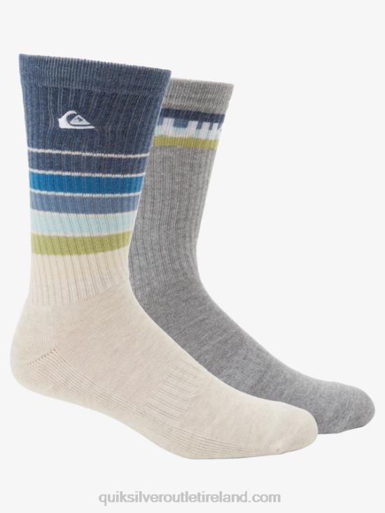 Men Quiksilver 2 Pack Everyday Swell Crew Socks N02TD1091 ivory heather