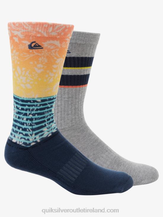 Men Quiksilver 2 Pack Jacquard Crew Socks N02TD1142 navy