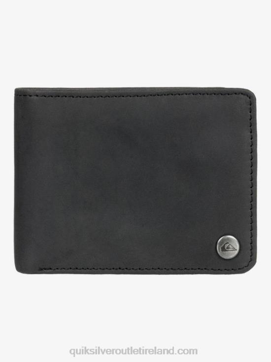 Men Quiksilver Mac Tri-Fold Leather Wallet N02TD1221 black