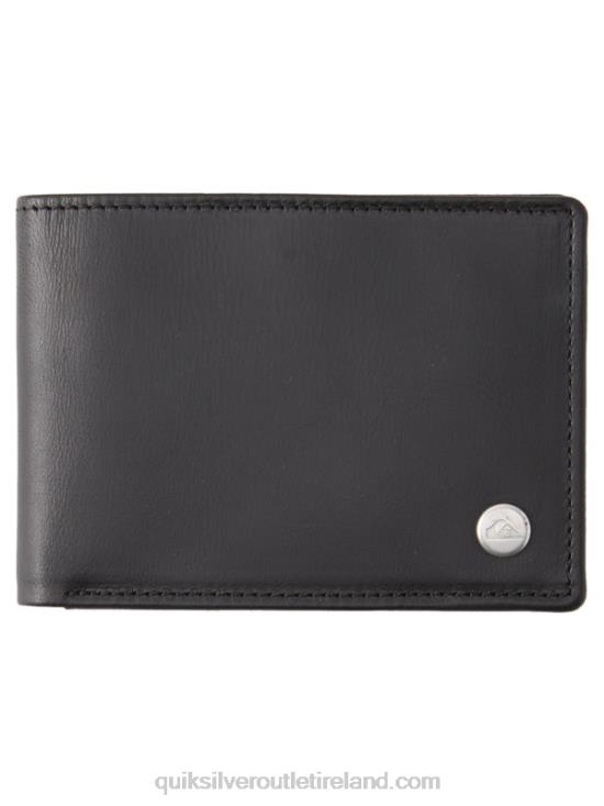Men Quiksilver Mac Tri-Fold Leather Wallet N02TD1221 black