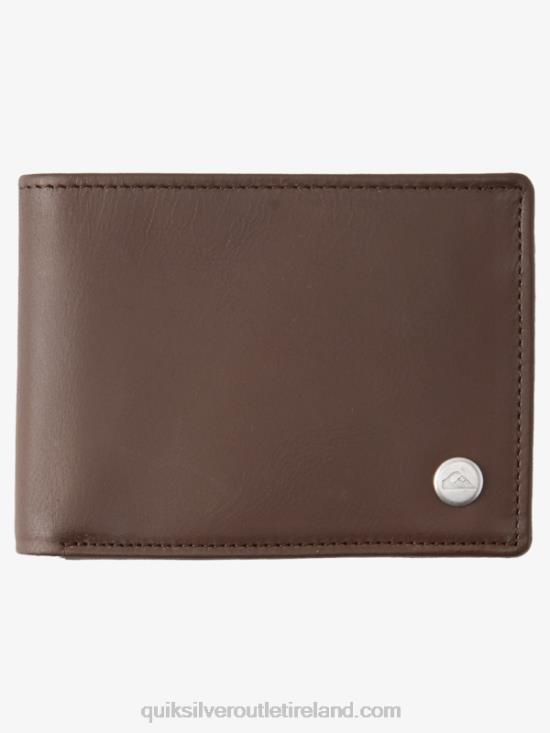Men Quiksilver Mac Tri-Fold Leather Wallet N02TD1222 chocolate brown