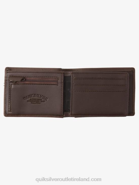 Men Quiksilver Mac Tri-Fold Leather Wallet N02TD1222 chocolate brown