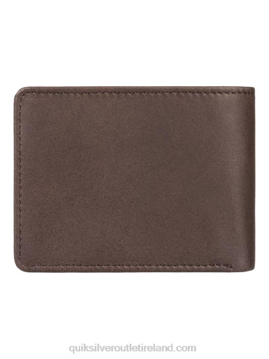 Men Quiksilver Mac Tri-Fold Leather Wallet N02TD1222 chocolate brown