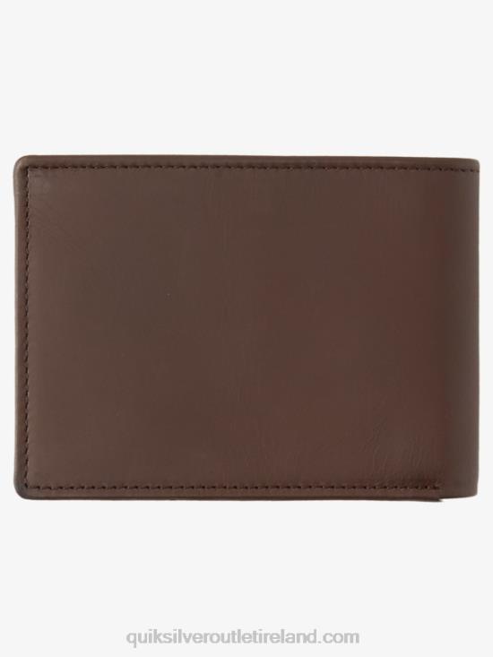 Men Quiksilver Mac Tri-Fold Leather Wallet N02TD1222 chocolate brown