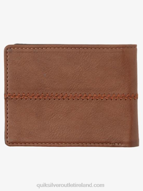 Men Quiksilver Stitchy Tri-Fold Wallet N02TD907 chocolate brown