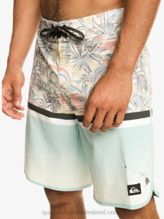 Men Quiksilver Surfsilk Division Scallop 19 Boardshorts N02TD1396 sky blue