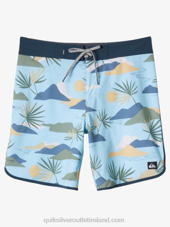 Men Quiksilver Surfsilk Scallop 19 Boardshorts N02TD218 sky blue
