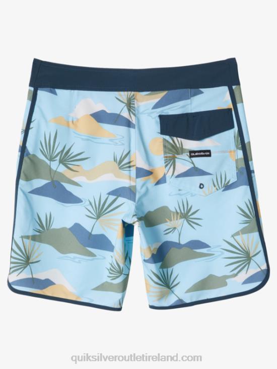 Men Quiksilver Surfsilk Scallop 19 Boardshorts N02TD218 sky blue