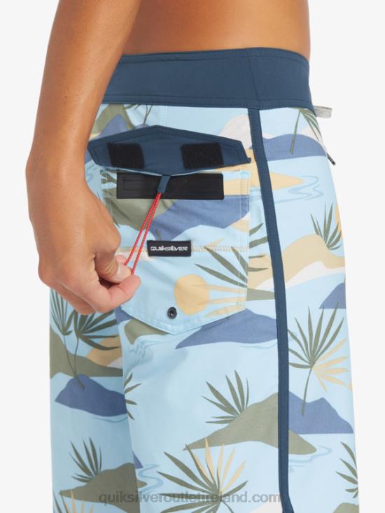 Men Quiksilver Surfsilk Scallop 19 Boardshorts N02TD218 sky blue