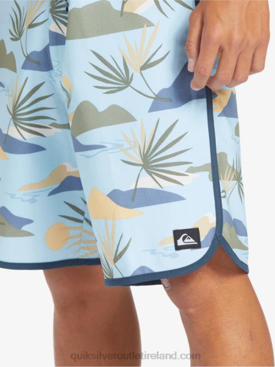 Men Quiksilver Surfsilk Scallop 19 Boardshorts N02TD218 sky blue