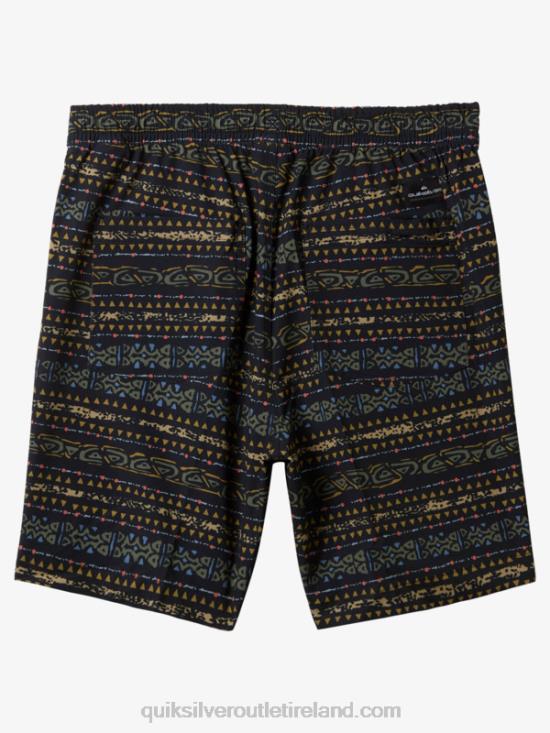 Men Quiksilver Taxer Print 18 Amphibian Boardshorts N02TD102 black