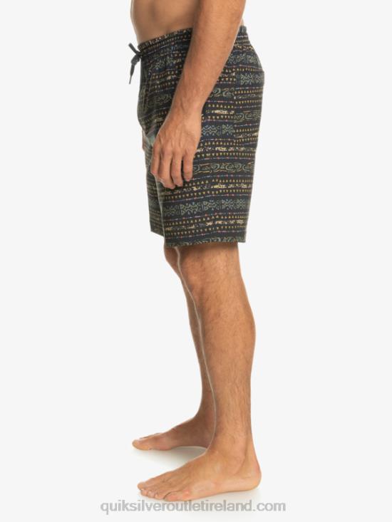 Men Quiksilver Taxer Print 18 Amphibian Boardshorts N02TD102 black