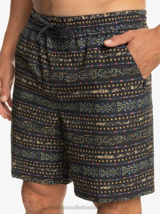 Men Quiksilver Taxer Print 18 Amphibian Boardshorts N02TD102 black
