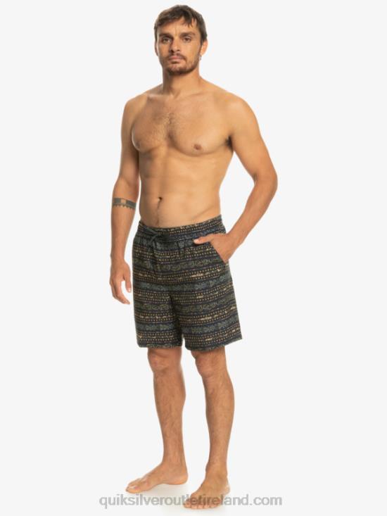 Men Quiksilver Taxer Print 18 Amphibian Boardshorts N02TD102 black