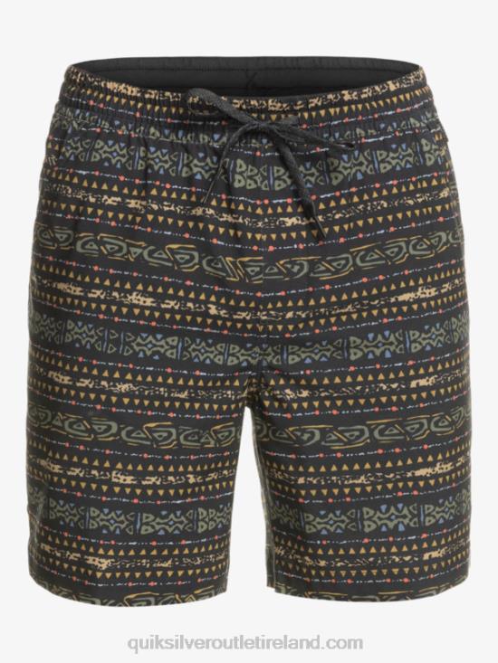Men Quiksilver Taxer Print 18 Amphibian Boardshorts N02TD102 black