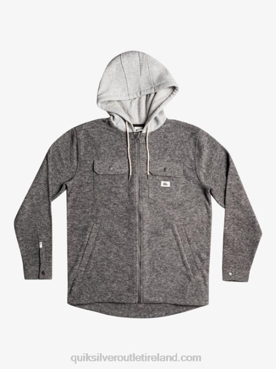 Men Quiksilver Super Swell Hooded Fleece Zip-Up Jacket N02TD1472 dark grey heather