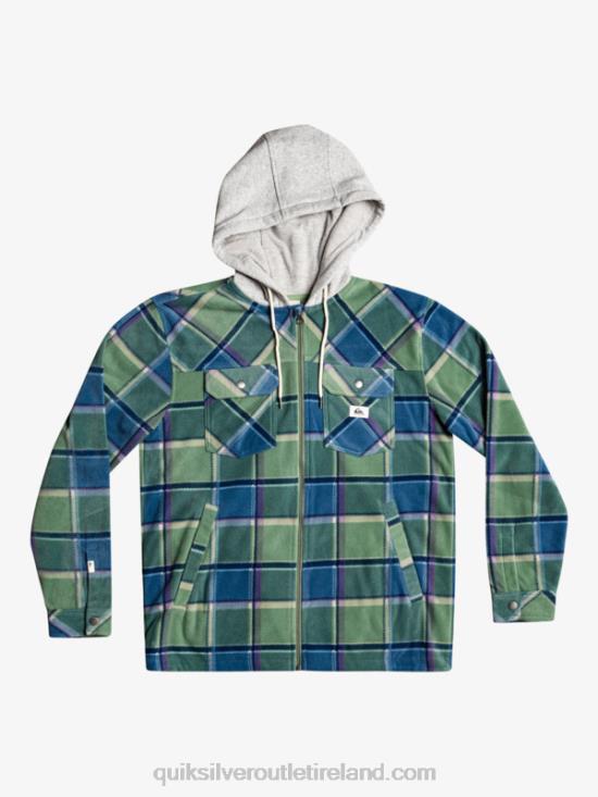 Men Quiksilver Super Swell Hooded Fleece Zip-Up Jacket N02TD1473 provencial blue flannel plaid