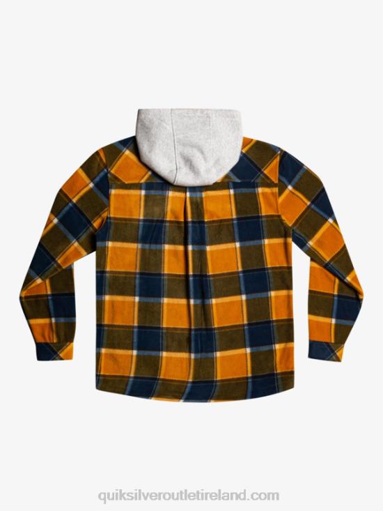 Men Quiksilver Super Swell Hooded Fleece Zip-Up Jacket N02TD1474 buck brown flannel plaid