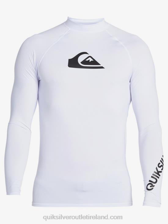 Men Quiksilver All Time Long Sleeve UPF 50 Rashguard N02TD1429 white