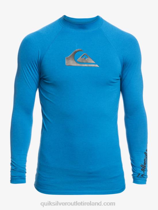 Men Quiksilver All Time Long Sleeve UPF 50 Rashguard N02TD822 snorkel blue heather