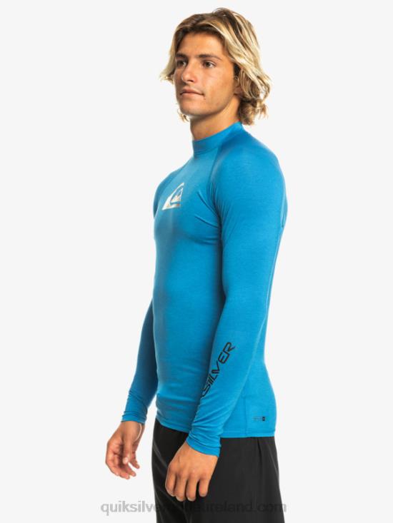 Men Quiksilver All Time Long Sleeve UPF 50 Rashguard N02TD822 snorkel blue heather
