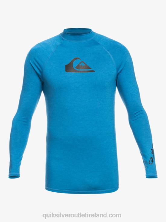 Men Quiksilver All Time Long Sleeve UPF 50 Rashguard N02TD823 vallarta blue heather