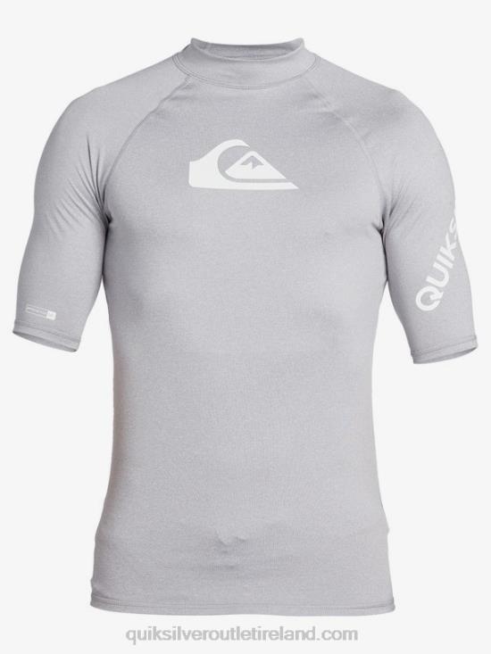 Men Quiksilver All Time Short Sleeve UPF 50 Rashguard N02TD1260 sleet heather