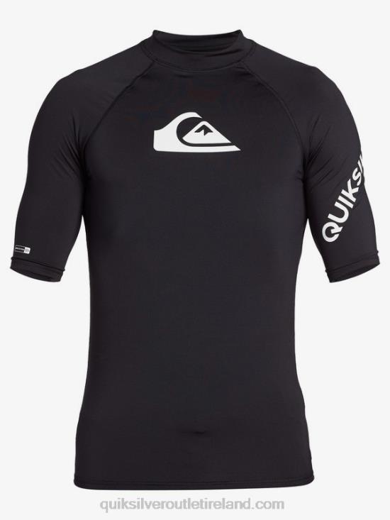 Men Quiksilver All Time Short Sleeve UPF 50 Rashguard N02TD1261 black
