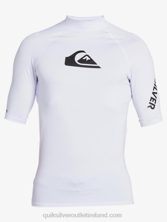 Men Quiksilver All Time Short Sleeve UPF 50 Rashguard N02TD1262 white