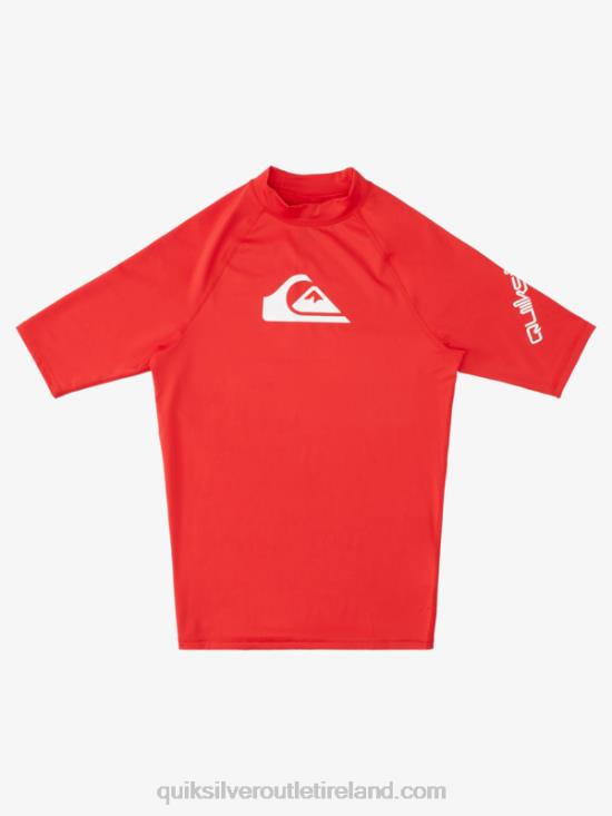 Men Quiksilver All Time Short Sleeve UPF 50 Rashguard N02TD1266 quik red