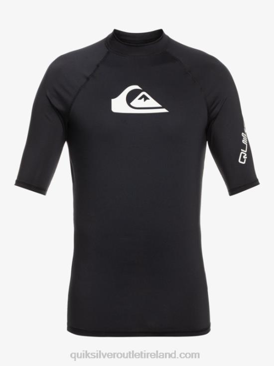 Men Quiksilver All Time Short Sleeve UPF 50 Rashguard N02TD811 black