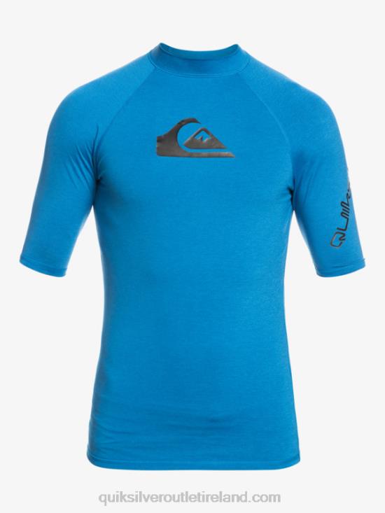 Men Quiksilver All Time Short Sleeve UPF 50 Rashguard N02TD814 snorkel blue heather