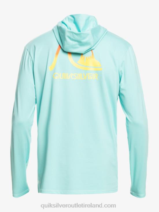 Men Quiksilver Dredge Hooded Long Sleeve UPF 50 Surf Tee N02TD1835 angel blue heather