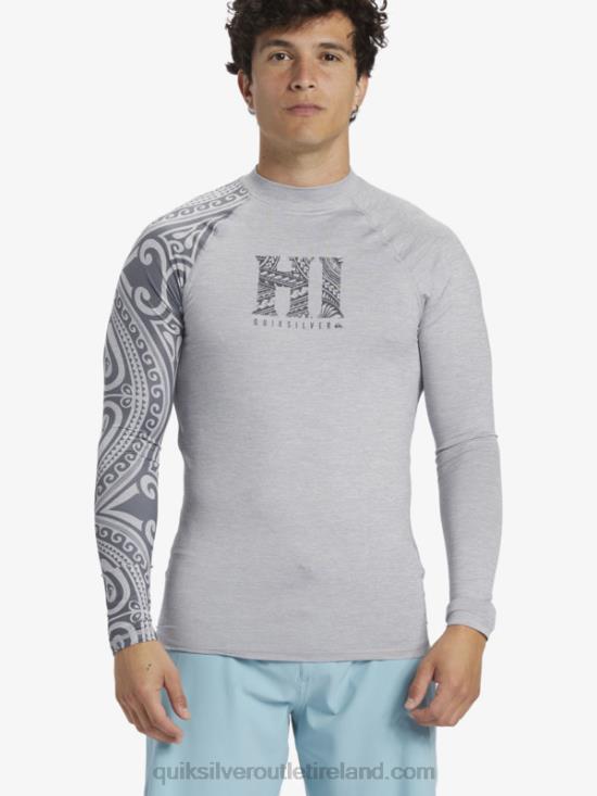 Men Quiksilver Hawaii Big Island UPF 50 Long Sleeve Surf Tee N02TD922 sleet heather
