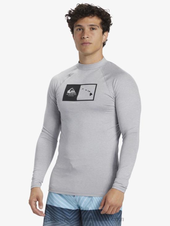 Men Quiksilver Hawaii Double Down UPF 50 Long Sleeve Surf Tee N02TD1106 sleet heather
