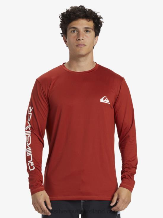 Men Quiksilver Omni Session Long Sleeve Upf 50 Surf T-Shirt N02TD403 red ochre