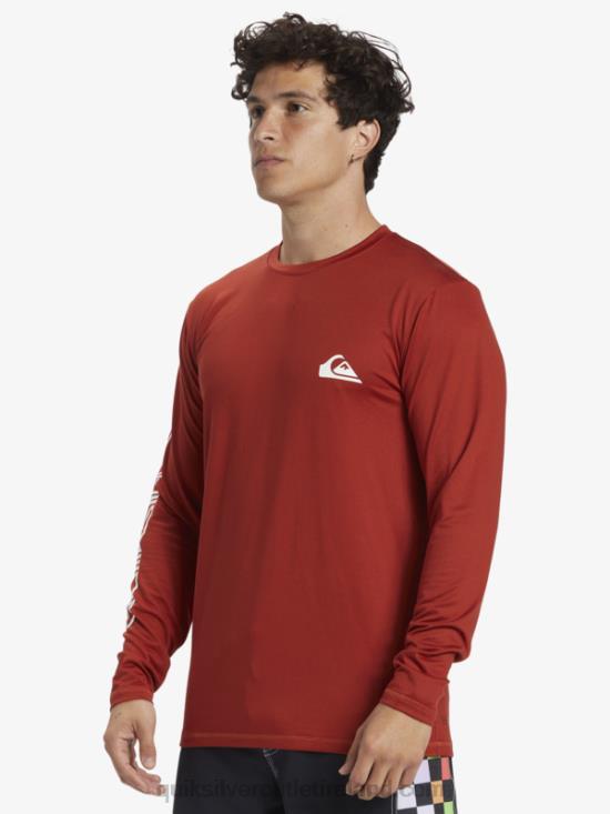 Men Quiksilver Omni Session Long Sleeve Upf 50 Surf T-Shirt N02TD403 red ochre