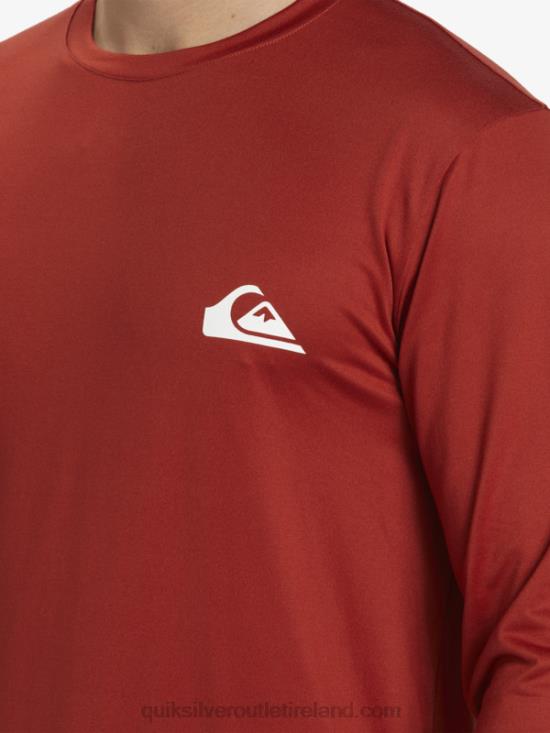 Men Quiksilver Omni Session Long Sleeve Upf 50 Surf T-Shirt N02TD403 red ochre