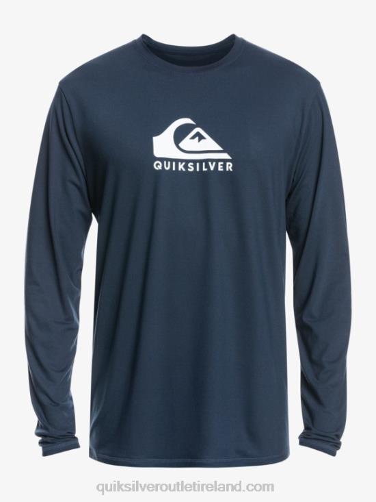 Men Quiksilver Solid Streak Long Sleeve UPF 50 Surf T-Shirt N02TD1582 navy blazer