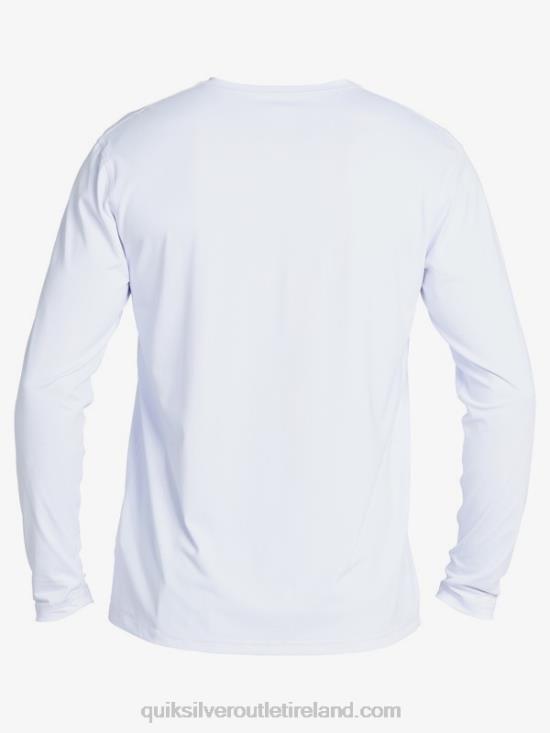 Men Quiksilver Solid Streak Long Sleeve UPF 50 Surf T-Shirt N02TD1583 white