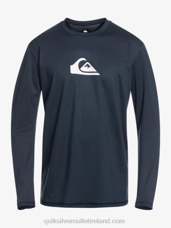 Men Quiksilver Solid Streak Long Sleeve UPF 50 Surf Tee N02TD842 navy blazer