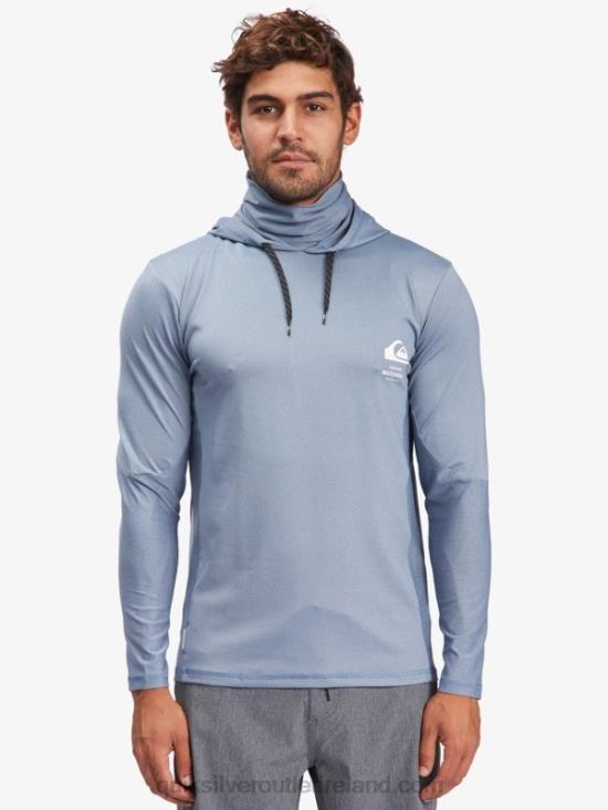 Men Quiksilver Waterman Angler Hooded Long Sleeve UPF 50 Surf T-Shirt N02TD1849 ensign blue