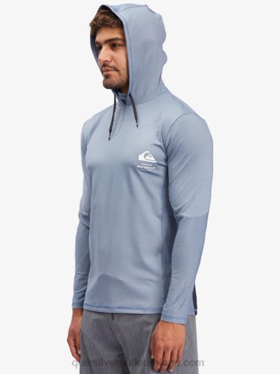 Men Quiksilver Waterman Angler Hooded Long Sleeve UPF 50 Surf T-Shirt N02TD1849 ensign blue