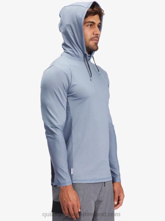 Men Quiksilver Waterman Angler Hooded Long Sleeve UPF 50 Surf T-Shirt N02TD1849 ensign blue