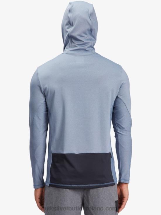 Men Quiksilver Waterman Angler Hooded Long Sleeve UPF 50 Surf T-Shirt N02TD1849 ensign blue