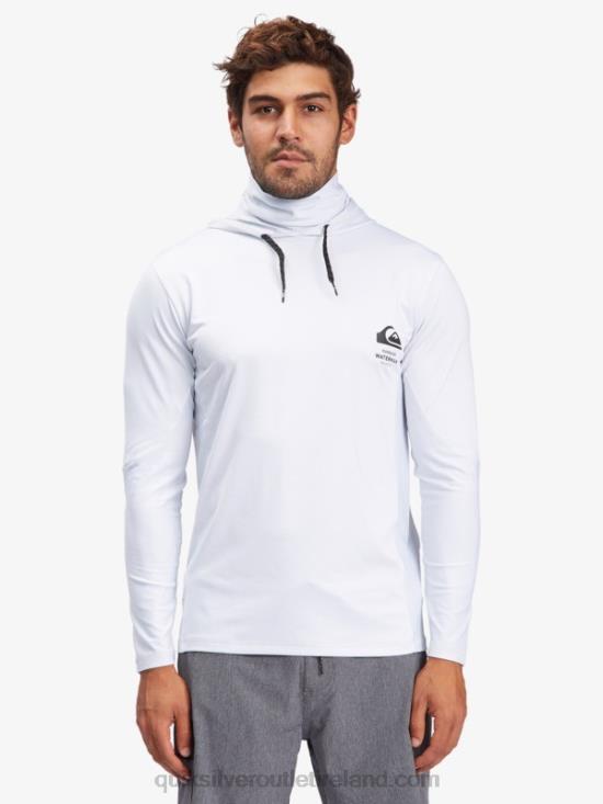 Men Quiksilver Waterman Angler Hooded Long Sleeve UPF 50 Surf T-Shirt N02TD1850 white